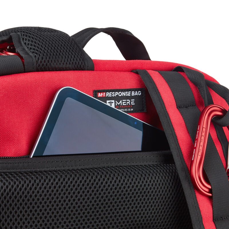 a response bag with an ipad in the back