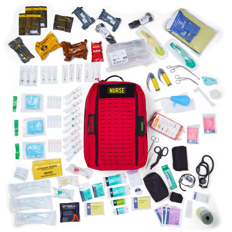 nurse response bag showing all the equipment inside