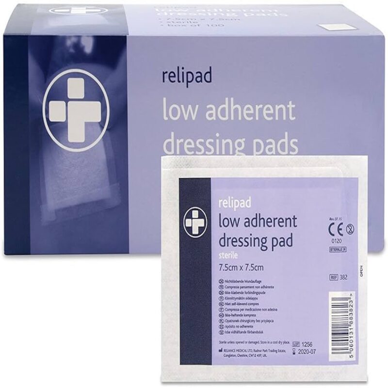 relipad low adherent dressing pads- 7.5cmx7.5xm